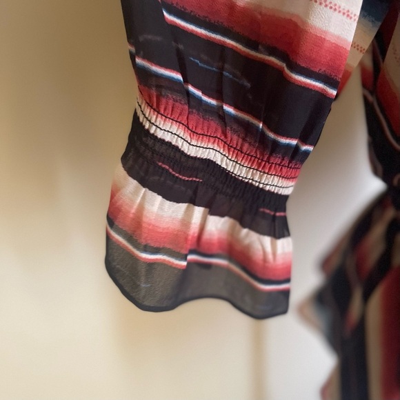 Lauren Ralph Lauren Blanket Stripe Georgette Peplum Blouse - Picture 5 of 7